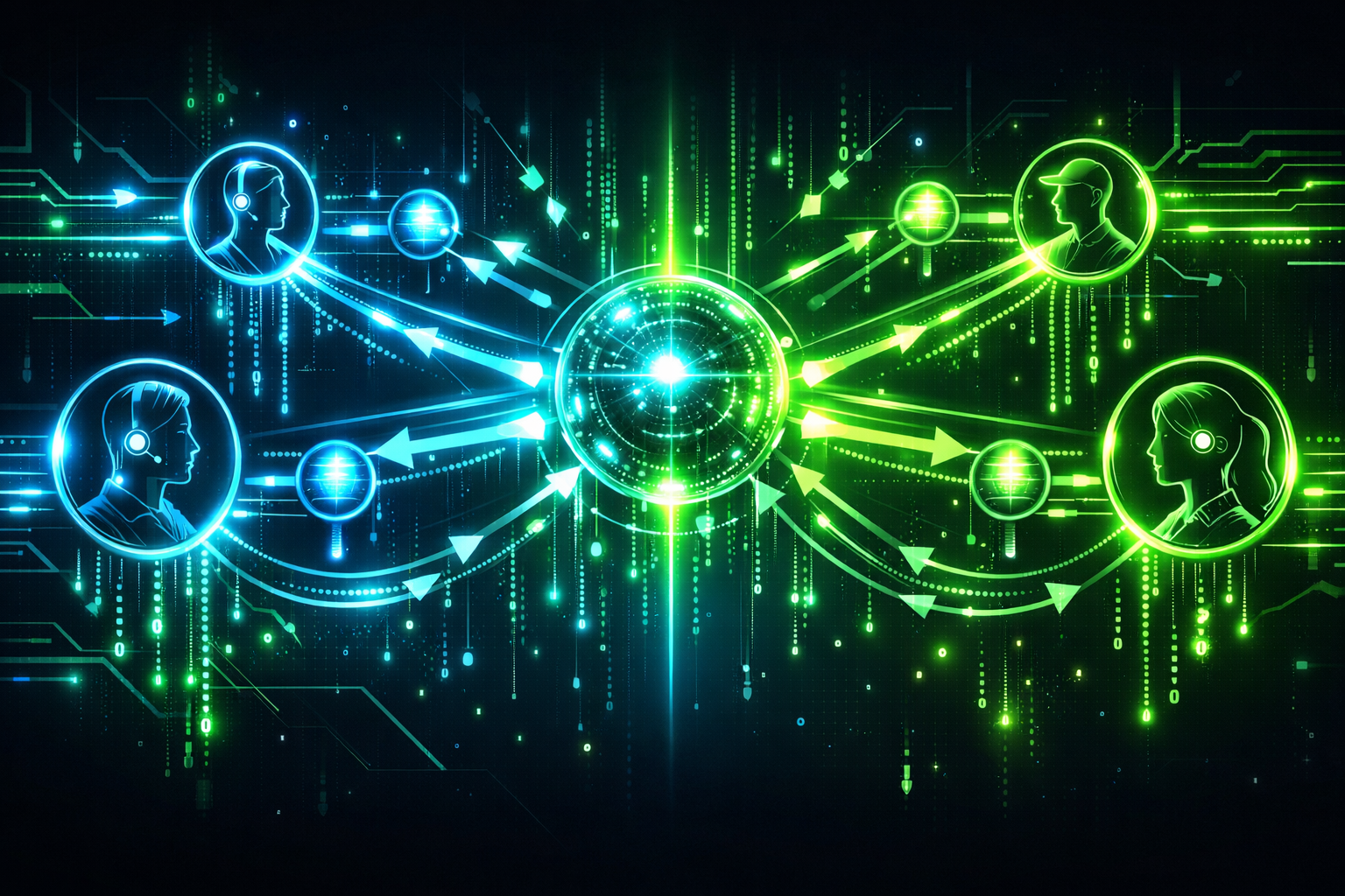 Bilgi paylaşım ağı neon görseli