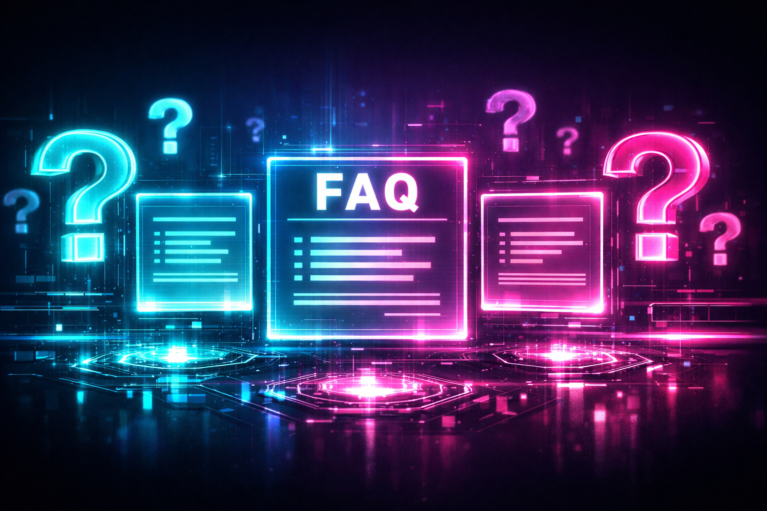 Sıkça sorulan sorular neon görseli